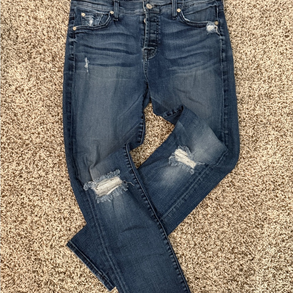 Women's Distressed Blue Jeans